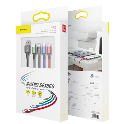 Picture of Baseus  4 in 1 Rapid Series Cable 2x Type-C, Lightning & Micro USB