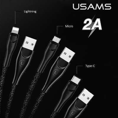 Picture of Usams U41 USB To Lightning Cable-(3m)-Black