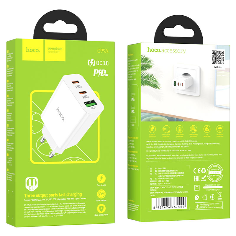 Picture of Hoco Wall charger C99A PD20W + QC3.0 Charger