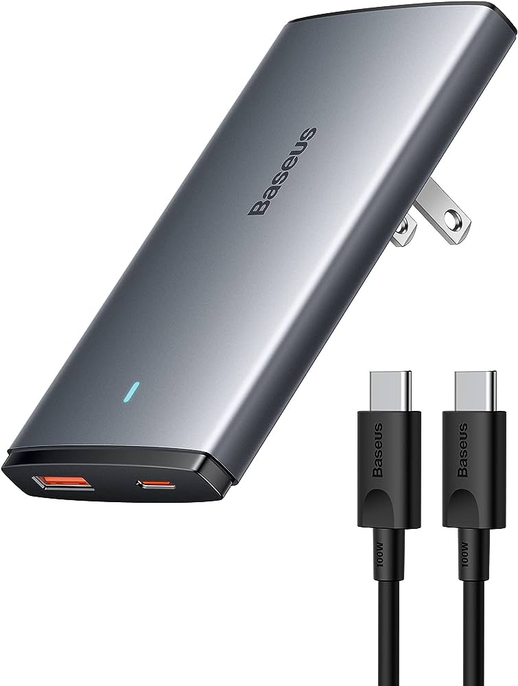Picture of Baseus GaN5 Pro Ultra-Slim Fast Charger C+U 65W CN Type-C to Type-C 100W 1m Gray