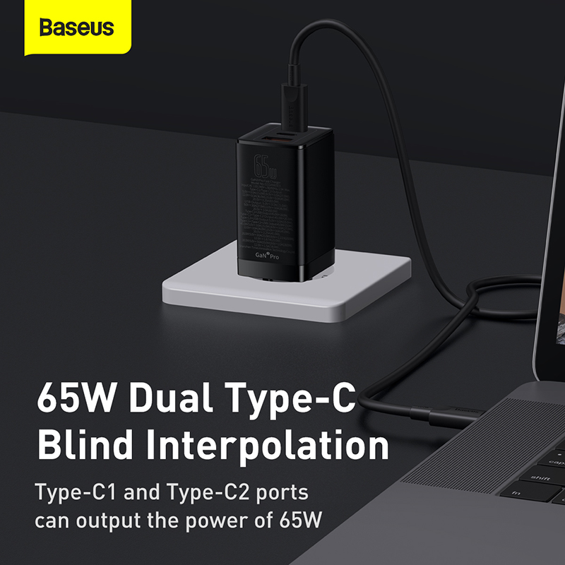 Picture of Baseus 65W GaN 3 Chagrer USB Type C Chagrer Quick Charge 4.0 3.0 PD Fast Chaging For iPhone 13 Pro Xiaomi Samsung Laptop Macbook