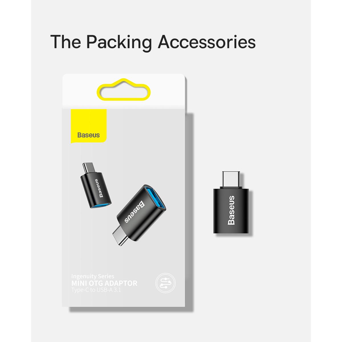 Picture of BASEUS Ingenuity Series Mini OTG Adapter Type-C Male to USB-A 3.1 Female Converter - Black
