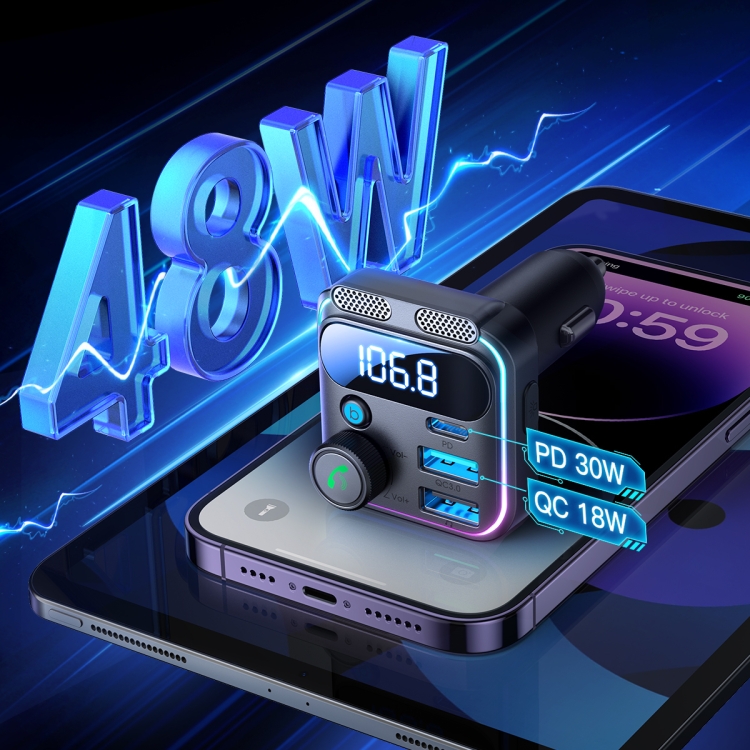 Picture of JOYROOM JR-CCB01 48W Dual-Mic Car Wireless FM Transmitter(Black)