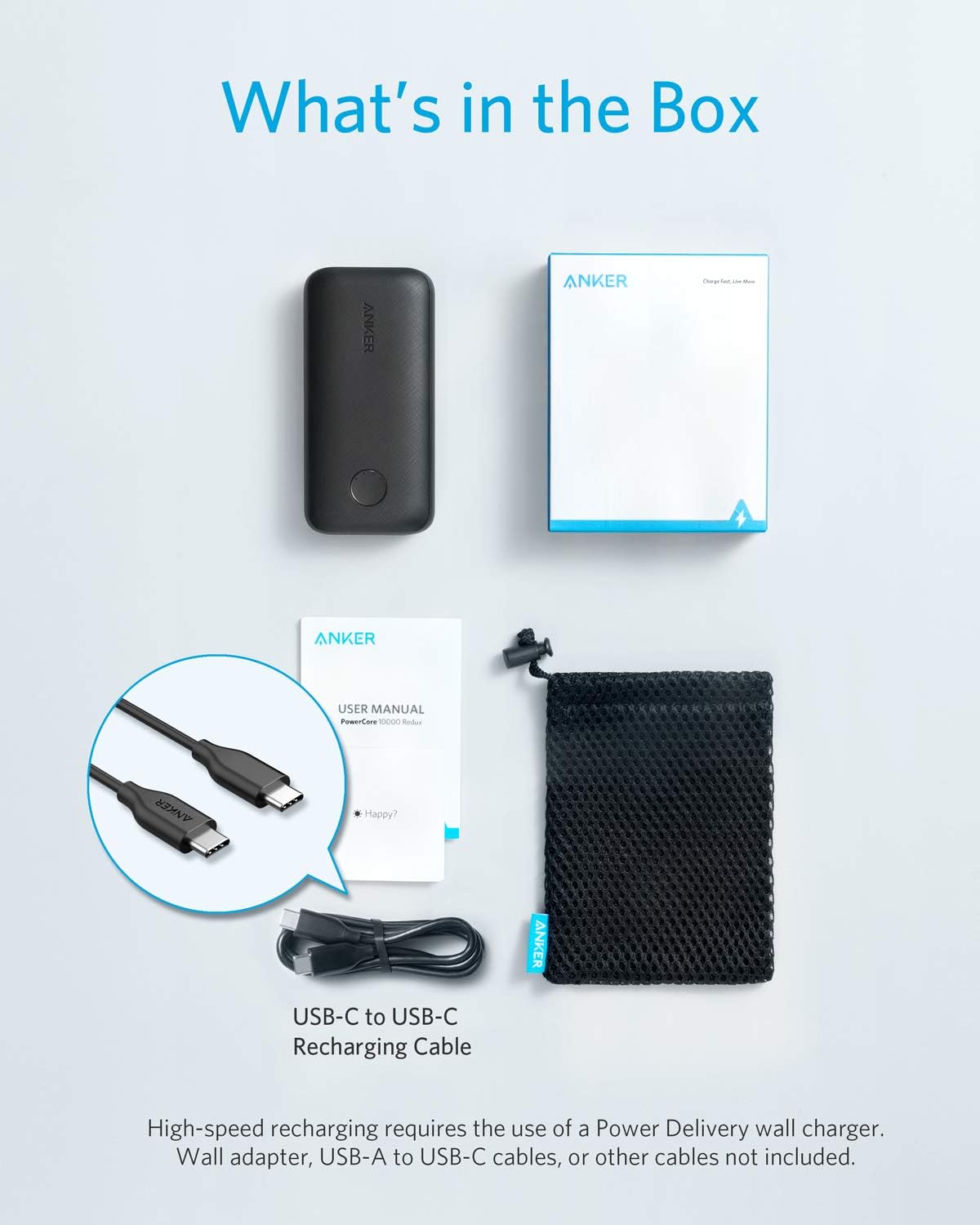 Picture of Anker PowerCore 10000 Redux Power Bank Portable Charger with USB-C Power Delivery (18W) A1246