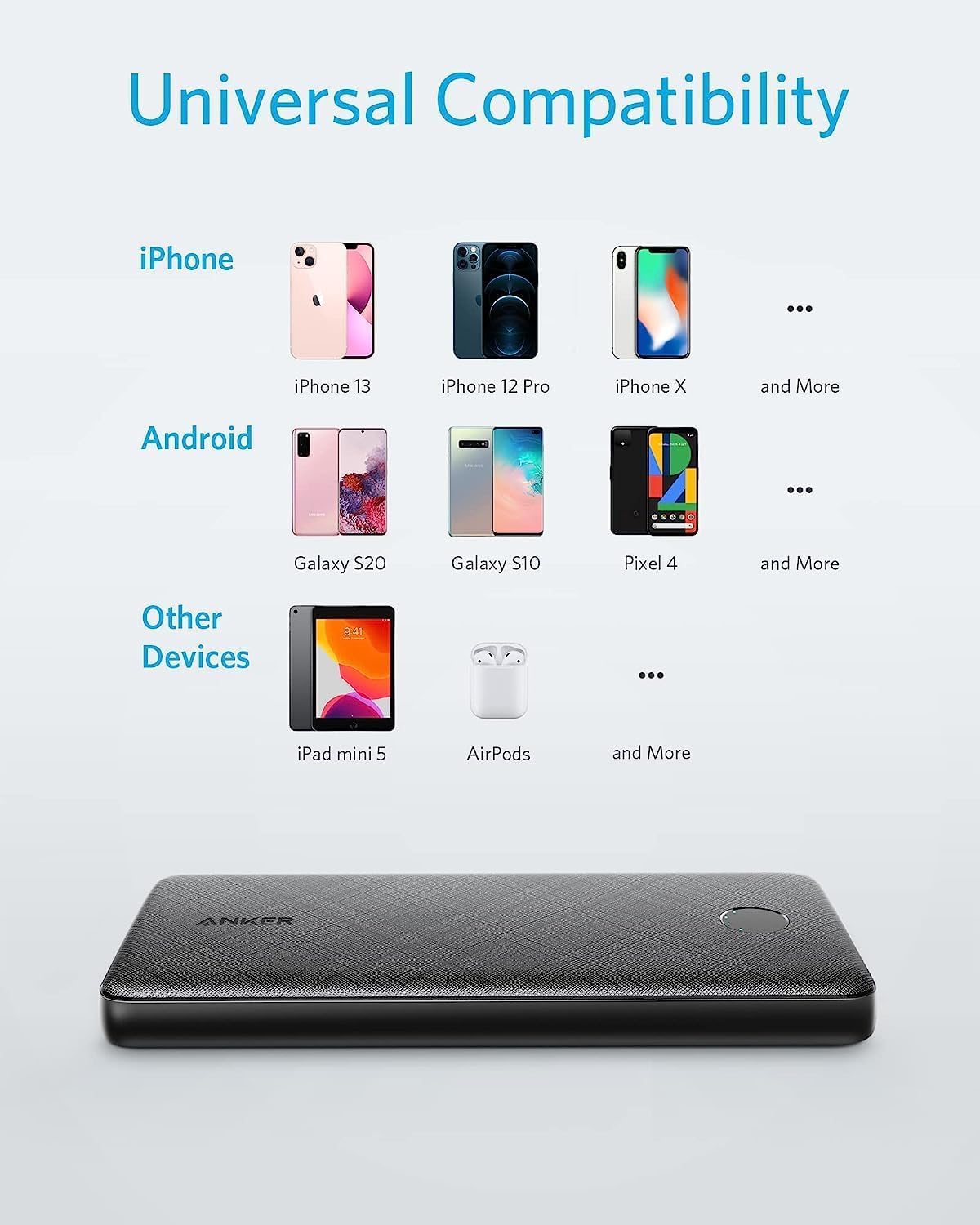 Picture of Anker A1245  Portable Charger, USB-C Portable Charger 10K with 20W Power Delivery, Power Bank (PowerCore Slim 10K PD)