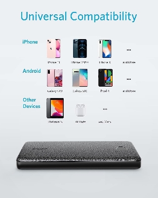 Picture of Anker A1245  Portable Charger, USB-C Portable Charger 10K with 20W Power Delivery, Power Bank (PowerCore Slim 10K PD)