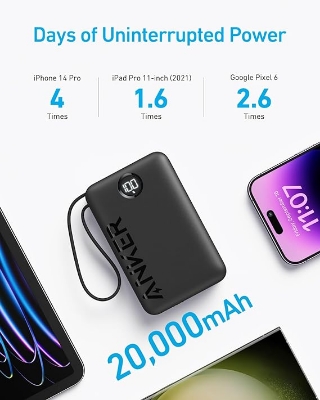 Picture of Anker A1647 Powercore 20000mAh 22.5W with Built-In USB-C Cable