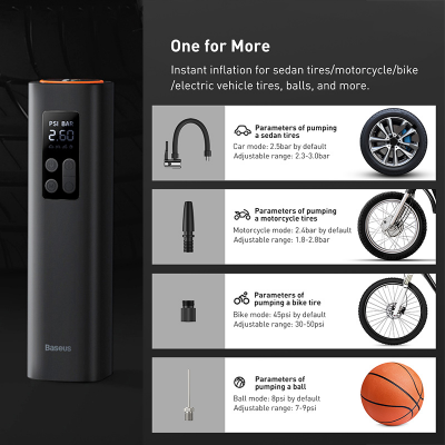 Picture of বেসিউস Mini Car Air Compressor 12V 150PSI Portable Car Tire Inflator Smart Digital Inflatable Pump For Car Bicycle Boat Air Pump