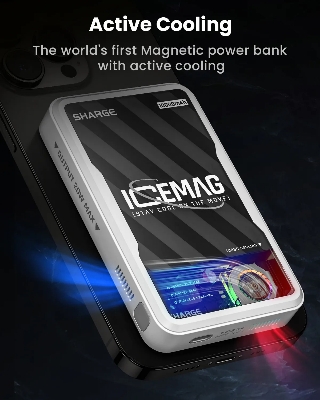 Picture of sharge ICEMAG Magnetic Power Bank, World's First 10000mAh Transparent Battery Pack with Active Cooling for Mag-Safe