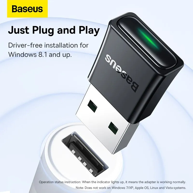 Picture of Baseus BA07 USB Bluetooth 5.3 Dongle Adapter for PC Speaker Wireless Mouse Keyboard Music Audio Receiver Transmitter Bluetooth