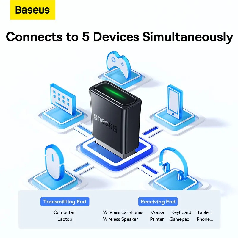 Picture of Baseus BA07 USB Bluetooth 5.3 Dongle Adapter for PC Speaker Wireless Mouse Keyboard Music Audio Receiver Transmitter Bluetooth