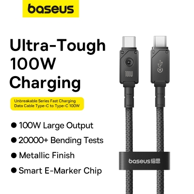 Picture of BASEUS Cable Type-C to Type-C 100W Premium Unbreakable Series 1m Fast Charging Braided Data Cable
