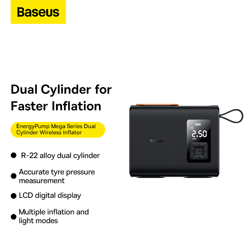 Picture of Baseus Inflator Mega Energy Pump Series Dual Cylinder Wireless Tire Pumper Inflator