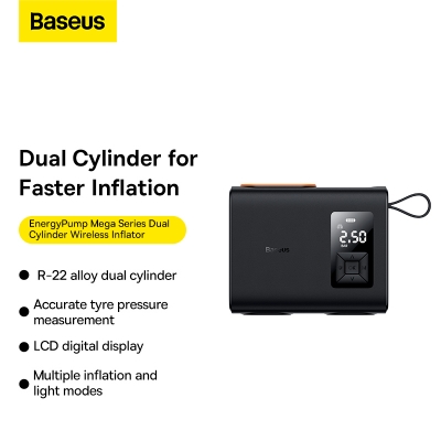 Picture of Baseus Inflator Mega Energy Pump Series Dual Cylinder Wireless Tire Pumper Inflator