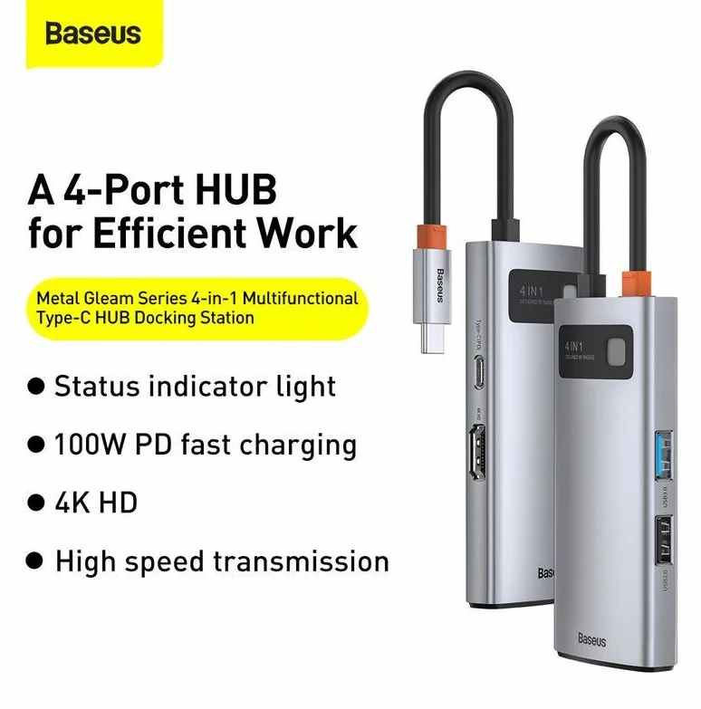 Picture of Baseus Metal Gleam Series 4-in-1 Multifunctional Type-C  Docking Station Gray