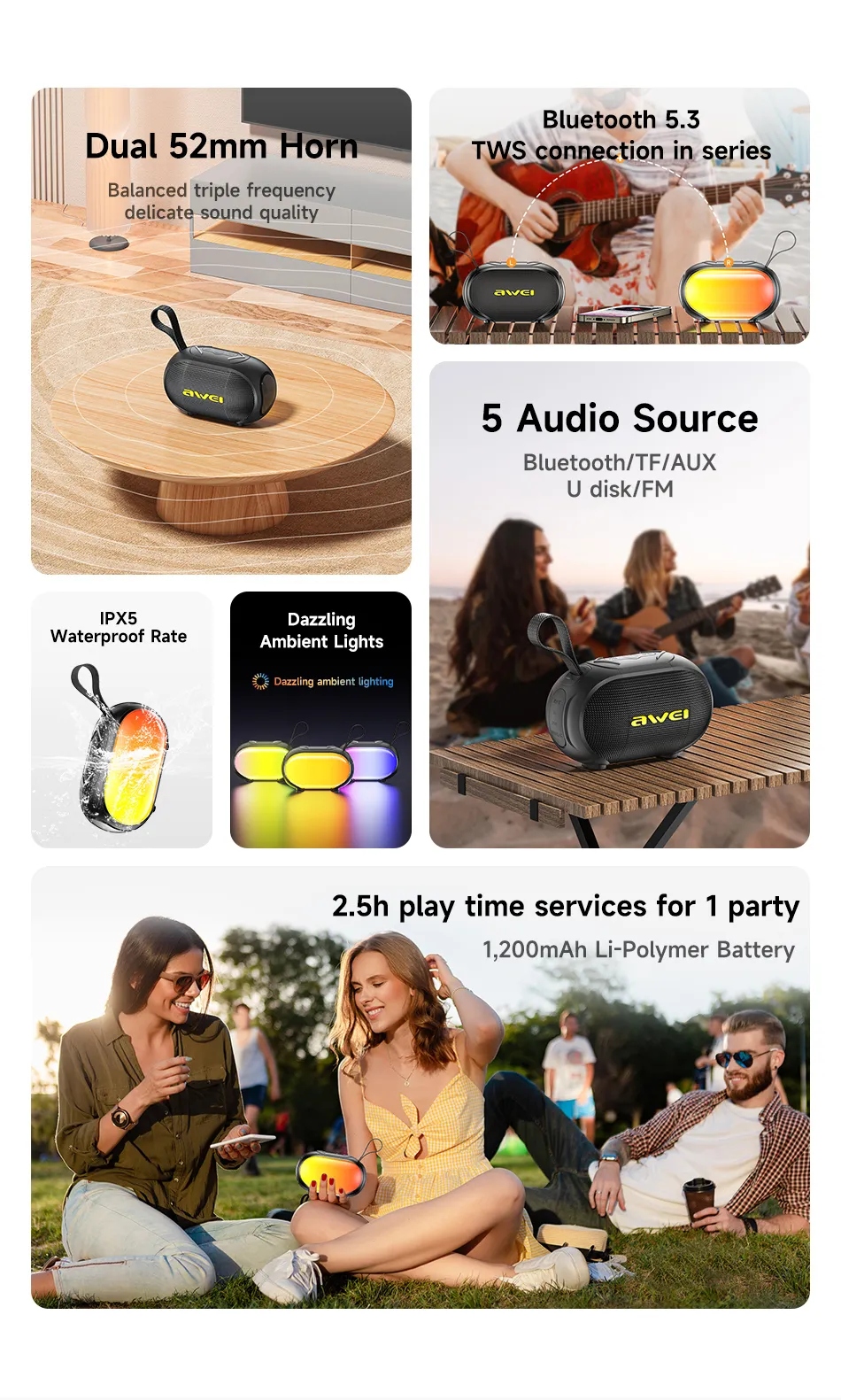 Picture of Awei KA1 Portable RGB Bluetooth Speaker