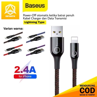 Picture of Baseus Fast Mobile Charging Cable C-Shaped Light Intelligent Auto Power-Off iphone Cable