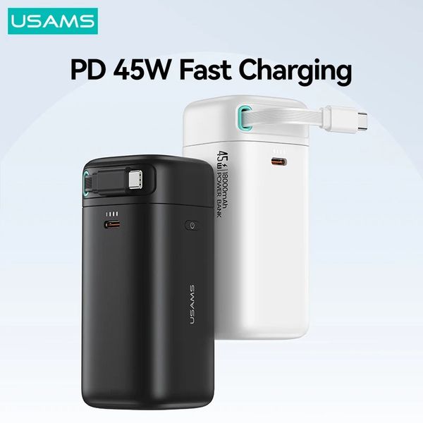Picture of Usams US-CD216 PD 45W Dual Output 18000mAh Fast Charging Power Bank with Type C Retractable Magnetic Cable