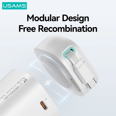 Picture of Usams US-CD216 PD 45W Dual Output 18000mAh Fast Charging Power Bank with Type C Retractable Magnetic Cable
