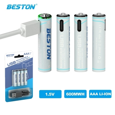 Picture of Beston 4PCS 1.5V AA 2200mAh AAA 6000Mah Lithium Rechargeable Battery (Type-C Port)