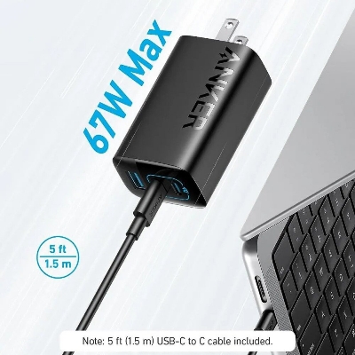 Picture of Anker 336 67W Three Port Wall Charger-Black