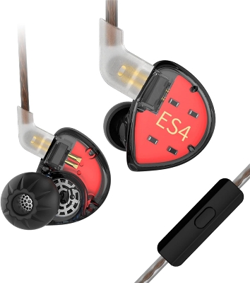 Picture of KZ ES4 Wired Earbuds, Extra Bass in Ear Monitor Earbuds, High Fidelity Gaming Earbuds, 1dd 1ba Drivers Hybrid Technology IEM Earphones KZ Headphones for Gaming Video Music