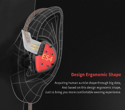 Picture of KZ ES4 Wired Earbuds, Extra Bass in Ear Monitor Earbuds, High Fidelity Gaming Earbuds, 1dd 1ba Drivers Hybrid Technology IEM Earphones KZ Headphones for Gaming Video Music