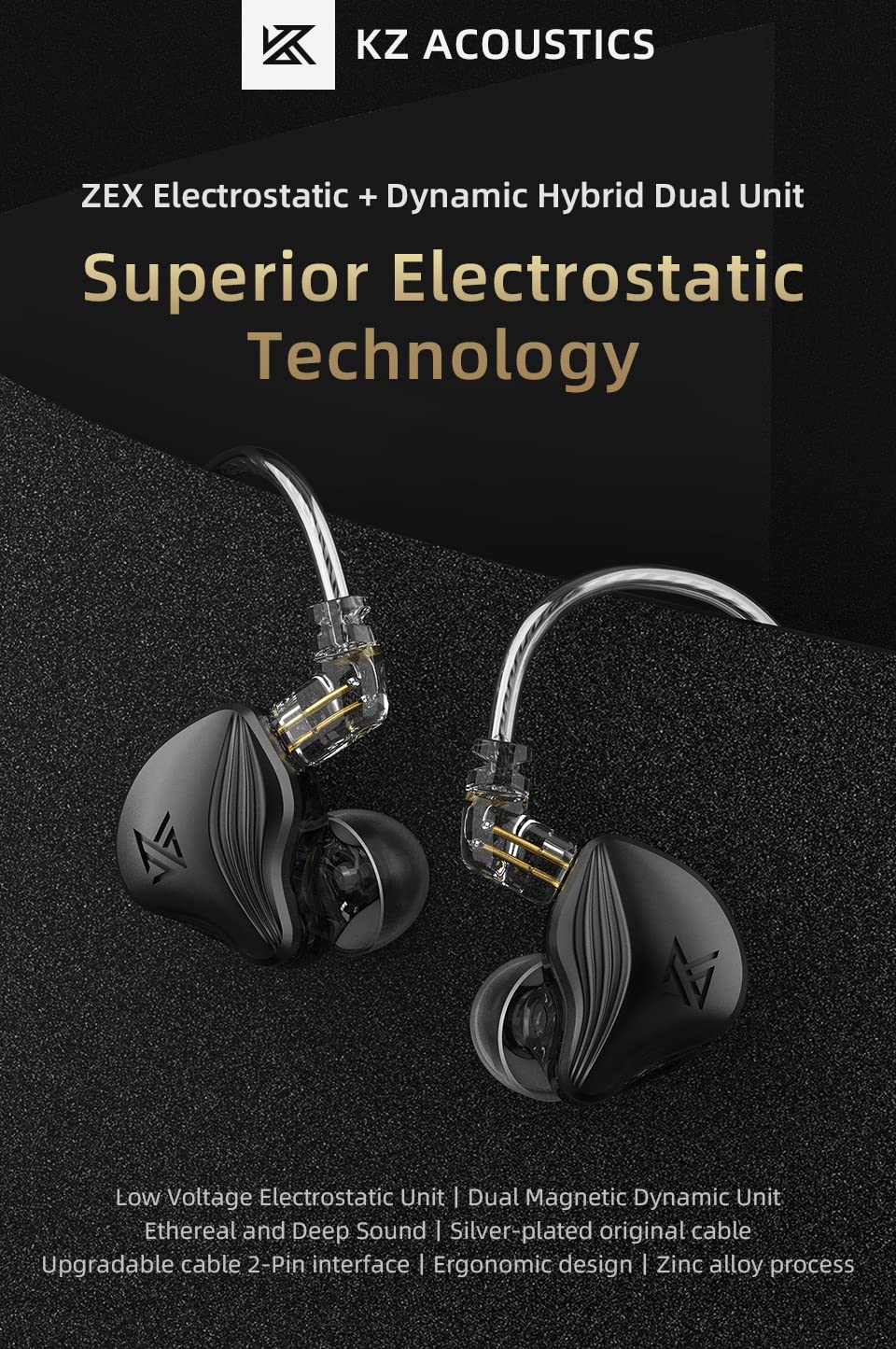 Picture of KZ ZEX Earphones with Electrets and Dynamic Drivers