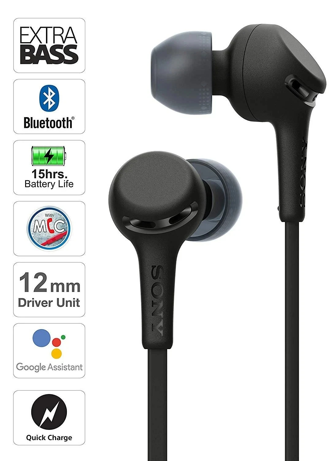 Picture of SONY Wi-Xb400 Wireless In-Ear Extra Bass Headphones with Bluetooth Quick Charge 12mm Drivers
