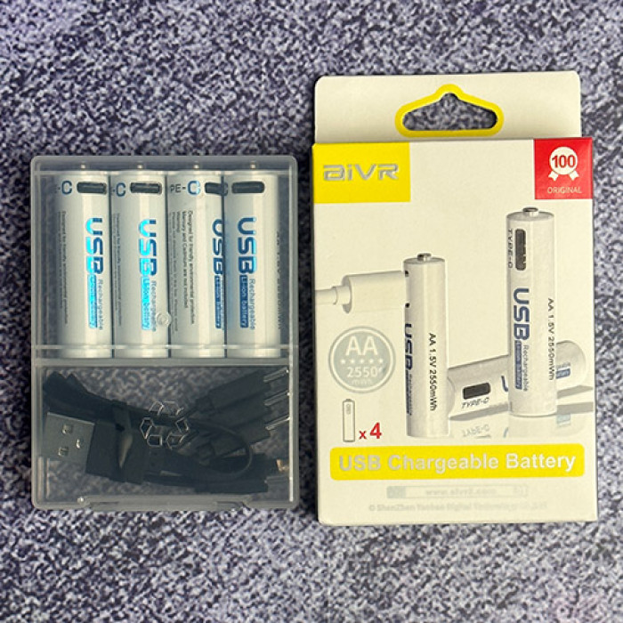 Picture of AiVR USB Rechargeable AA Batteries 4pcs – 2550mWh