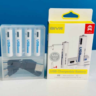 Picture of AiVR USB Rechargeable Batteries 4pc – AAA – 900mWh