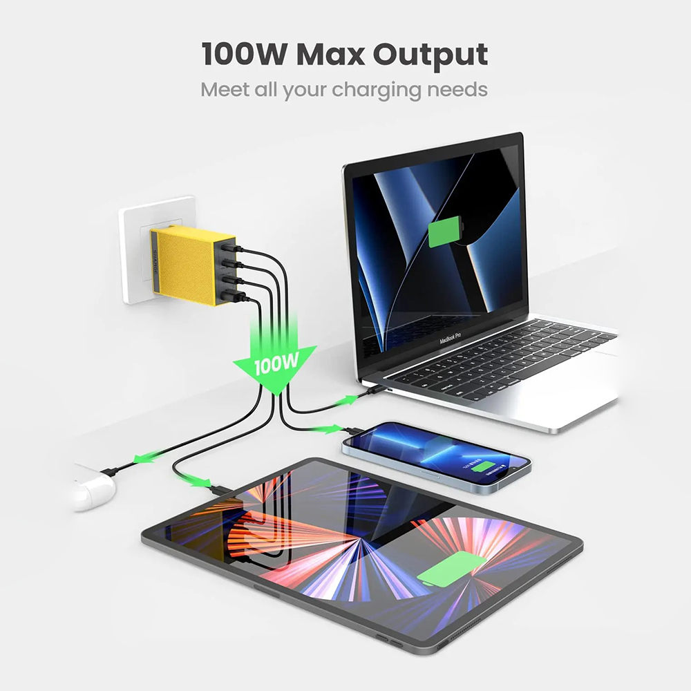 Picture of Shargeek 100W Pro GaN Charger with 3 Universal Travel Adapter Plugs