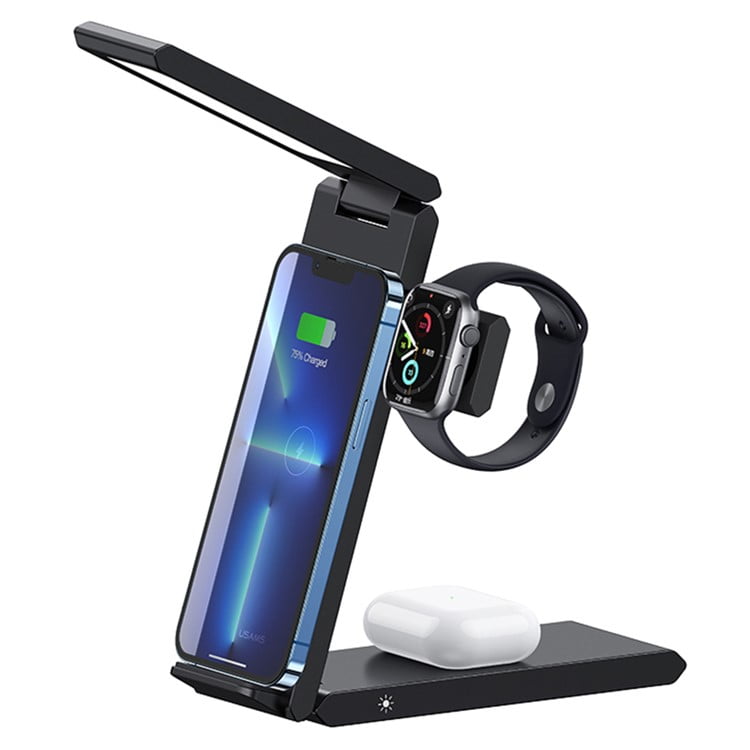 Picture of Usams US-CD181 15W 3in1 Folding Wireless Charging Stand with Table Lamp
