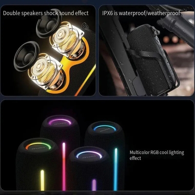 Picture of Awei Y788 Portable Outdoor Bluetooth Speakers With RGB Light Hifi Stereo Sound IPX5 Waterproof TWS Speakers
