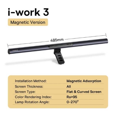 Picture of Baseus Light I-wok 3 Series Asymmetric Light Source Magnetic Screen Hanging Light Bar 2024 Version Cluster Black