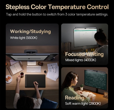 Picture of Baseus Light I-wok 3 Series Asymmetric Light Source Magnetic Screen Hanging Light Bar 2024 Version Cluster Black