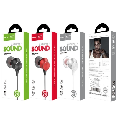 Picture of Hoco Wired earphones “M51 Proper sound” with mic-Black