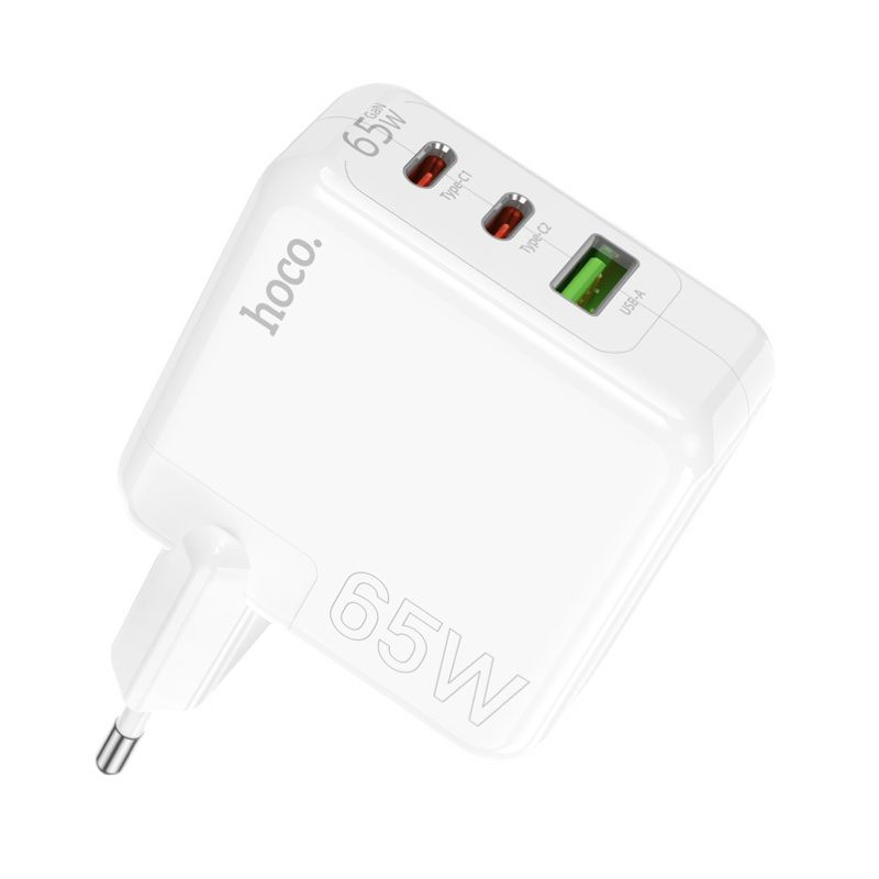 Picture of Hoco C115A 65W GaN 3-Port PD Fast Charger (2 Type-C + USB Port) for iPhone 14 pro Max 13 12 11