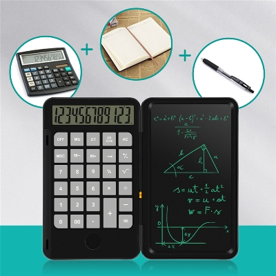 Picture of Portable Calculator & LCD Writing Tablet Digital Drawing Pad 12 Digits Display with Stylus Pen Erase Button Lock Function