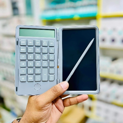Picture of Portable Calculator & LCD Writing Tablet Digital Drawing Pad 12 Digits Display with Stylus Pen Erase Button Lock Function