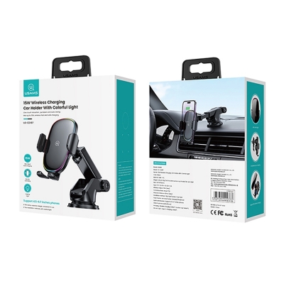 Picture of USAMS US-CD187 15W Wireless Charging Car Holder With Colorful Light