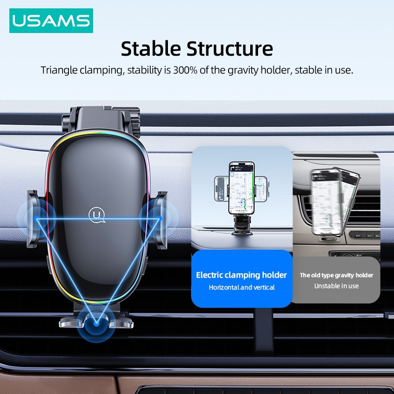 Picture of USAMS US-CD187 15W Wireless Charging Car Holder With Colorful Light