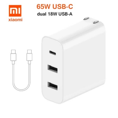 Picture of Xiaomi 2A1C 65W Charger 3 Output Ports USB-C/USB-A Fast Charging Adapter with Cable
