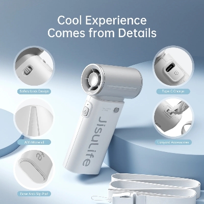 Picture of For JISULIFE Mini Portable Fan Life 9 With 5 Gears Strong Wind 3600mAh Handheld Small Fan USB Rechargeable Personal Fans