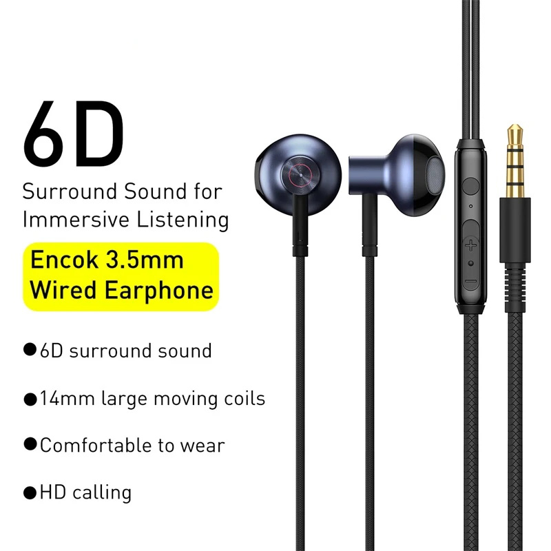 Picture of Baseus H19 Wired Earphones Bass Sound Headphone Headset 3.5mm In-ear Earbuds with MIC