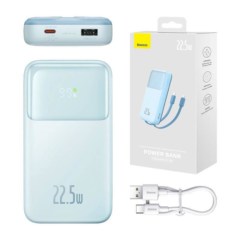 Picture of Baseus Power Bank 20000mAh 22.5W Built-in Lightning & Type-C Cable Comet Series Digital Display Fast Charge Power Bank