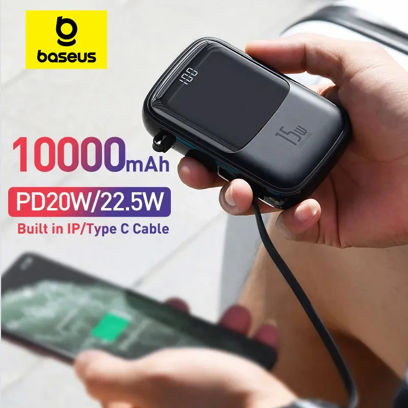 Picture of Baseus 10000mAh 15W Mini Power Bank Built TyPe C Cables