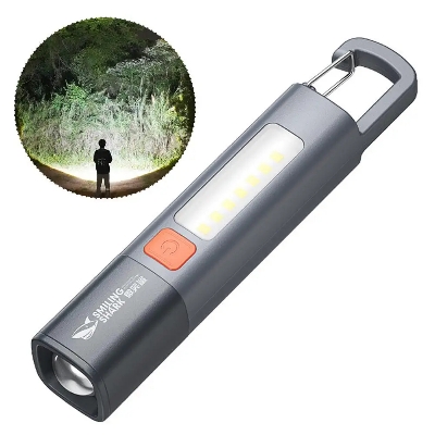 Picture of Smiling Shark SD1023 LED Torch Light XPE Super Bright Flashlight With Hook Camping Light USB Rechargeable Zoomable Waterproof