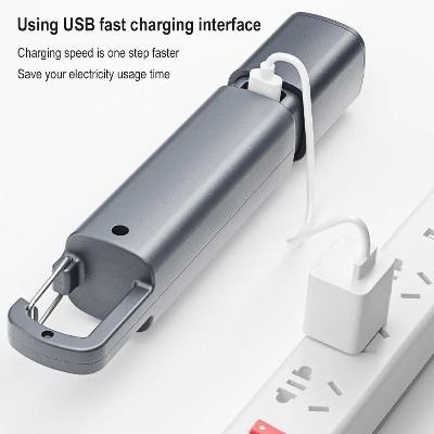 Picture of Smiling Shark SD1023 LED Torch Light XPE Super Bright Flashlight With Hook Camping Light USB Rechargeable Zoomable Waterproof