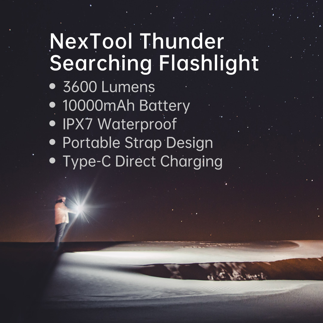 Picture of Nextool 10000mAh Rechargeable Flashlight 3600lm 450m 5 Modes IPX7 Waterproof LED Light